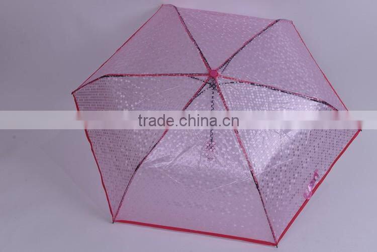 Customized Manual Open poe fabric 3 folding clear umbrella