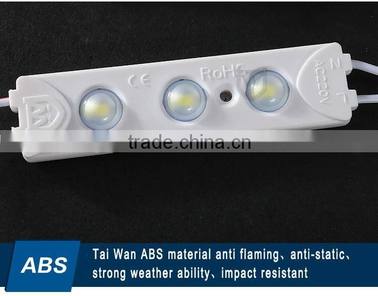 Most stable Voltage AC 220V led module 1.5w 165Lm optical lens 160 degrees good quality smd 5730 3 leds injection module