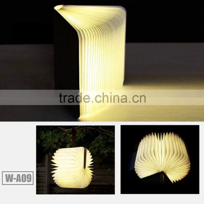 Imported Classic Woodern LED Rechargeable Folding Book Shape Lamp with Mobile Power, W-A09