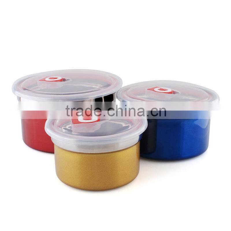 colored stainless steel Vacuum kitchen Fresh food storage containers set 2015