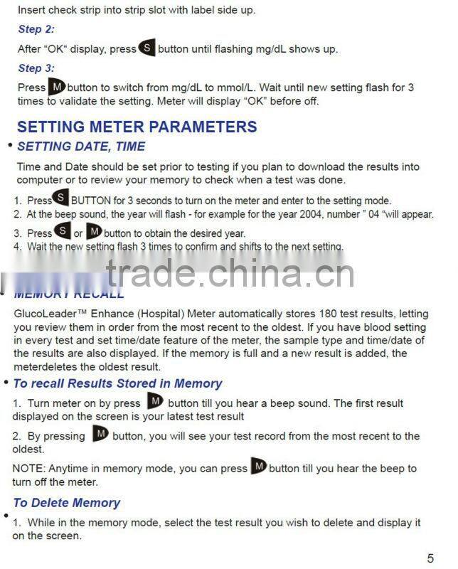 180 test memory with date and time and PC downloading FDA certificate new blood glucose meter Enhance Result in only 8 seconds