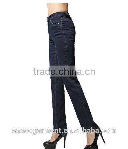 2015 wholesale Euramerican mid-waisted women's straight jeans