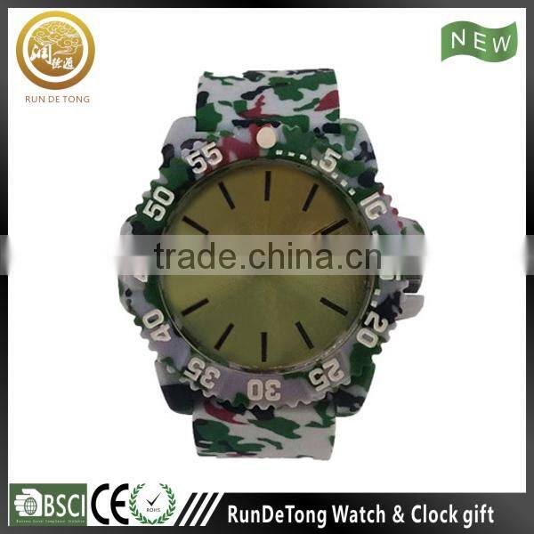 Silk printing men silicone rubber bracelet watch japan movt