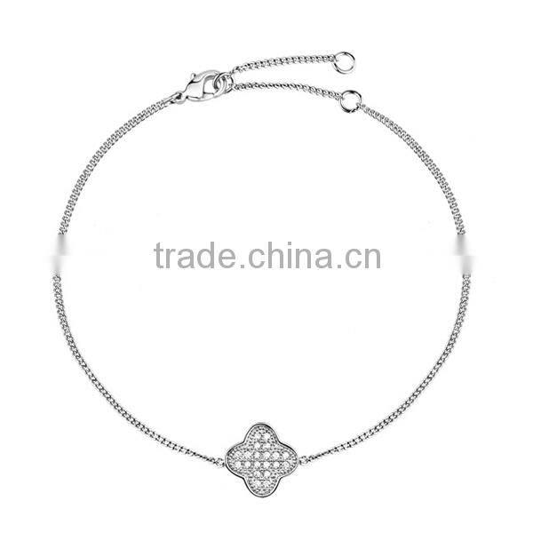 Sterling silver bracelet with flower,cz diamond women bracelet wholesales