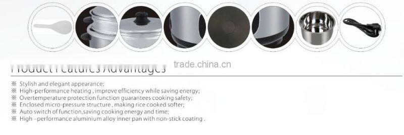 700W Stainless Steel Surface Rice Cooker and Food Steamer