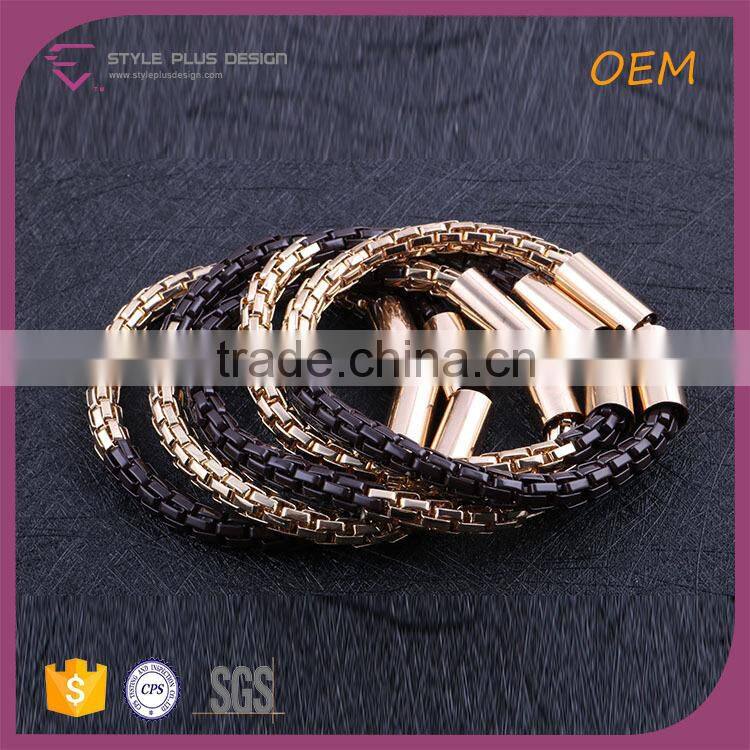 G68700Q01 STYLE PLUS high quality shiny gold plated alloy metal chain bracelet fashion jewelry chain bangle for women