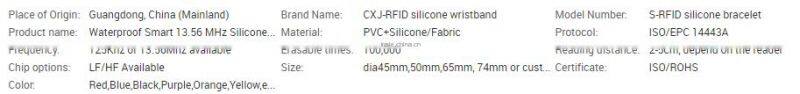 Waterproof rfid silicone bracelet china supplier