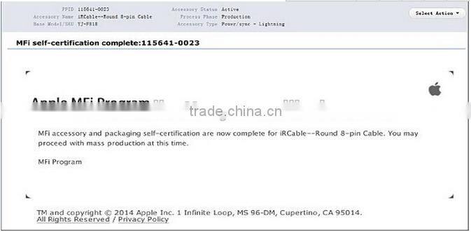 for iPhone 6 MFi Apple cable by MFi factory