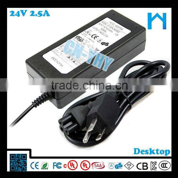 ac 110 240v 50 60hz 24v 2.5a 60w ac dc wall mounted power adaptor