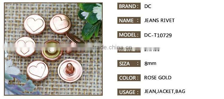 High quality 8mm brass rivet button for leather denim jeans