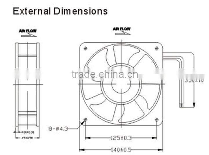 110/120v ac cooling fan industrial fan 140x140x45mm