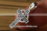 Burnished Silver 925 Cross Crucifix. Russian & Greek Orthodox Style.