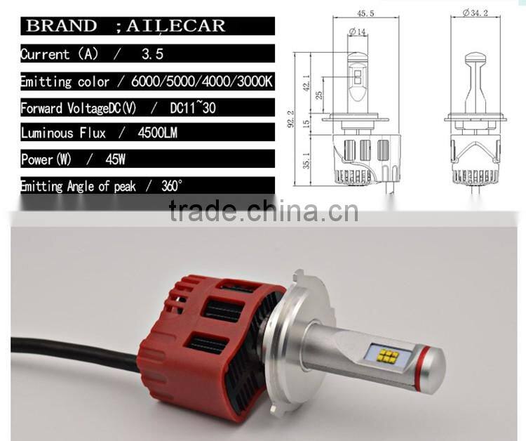 4500lm install 45w led bulb car led headlight hid kit for h1/h3/h4/h7/h9/h11