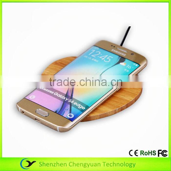 round bamboo wood wireless charger for Samsung Galaxy S7/S7 Edge Qi Wireless Phone Charger