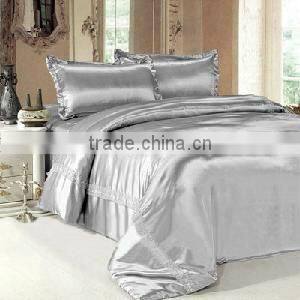 Silver grey 100% Silk Jacquard Bedding set