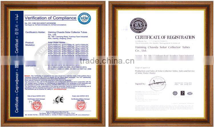 Popular 58mm1800mm Solar Water Heater Three Target Solar Vacuum Tubes with Purple Golden Color