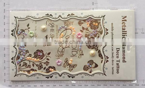 Custom flash body water transfer rhinestone gold tattoo clothes crystal metallic cartoon tattoo stickers
