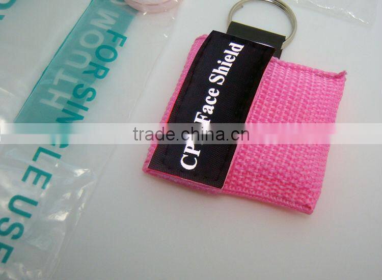 CPR safety training product cpr mask face barriers with keychain lynon pouch