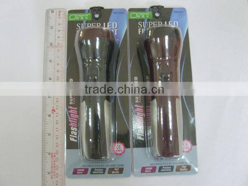 Promotion plastic material OMK 3253 LED Flash Light with rechargeable