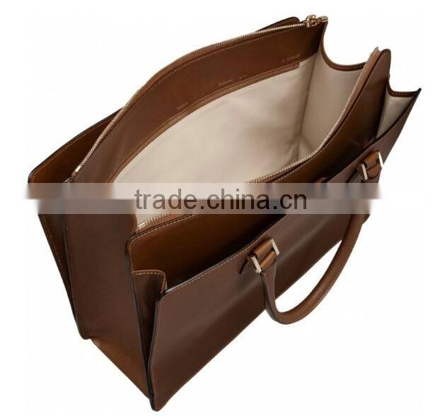 Men genuine leather zipper laptop black messenger bag