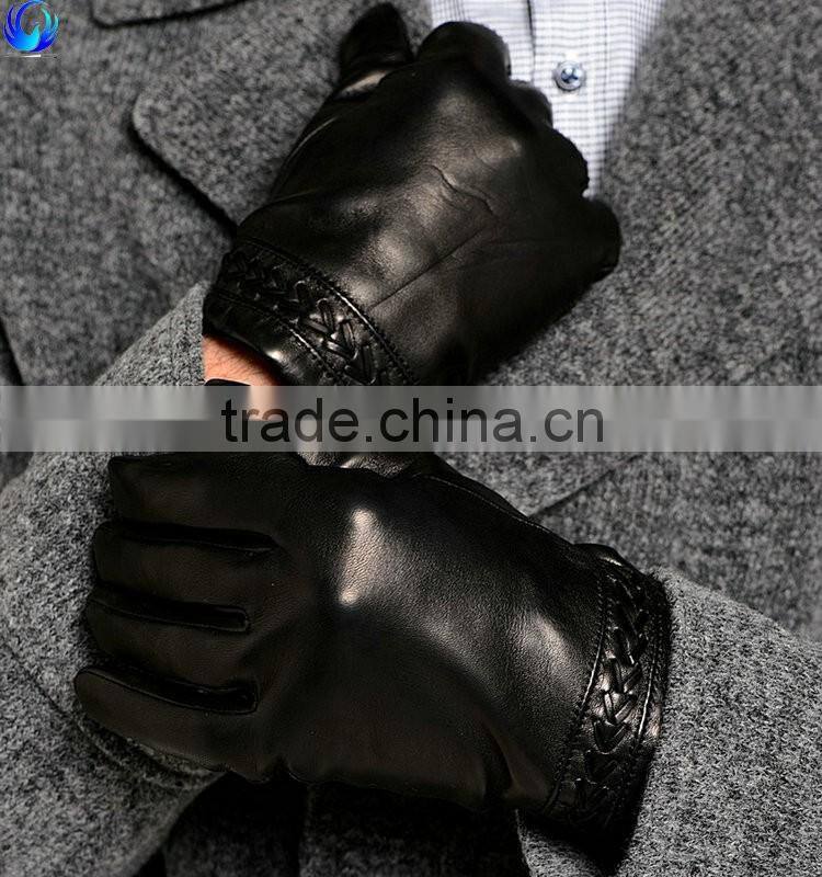 Classic fashion warm men's sheepskin leather hand gloves