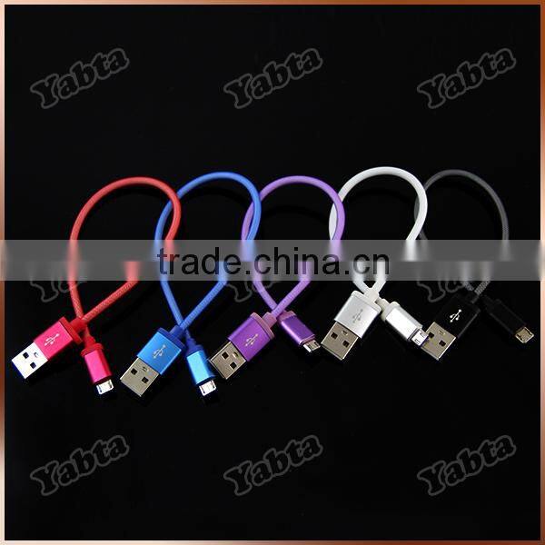 Golden Color Micro Flat Braided Cable For Android SmartPhone Textile Fabric Woven Cable