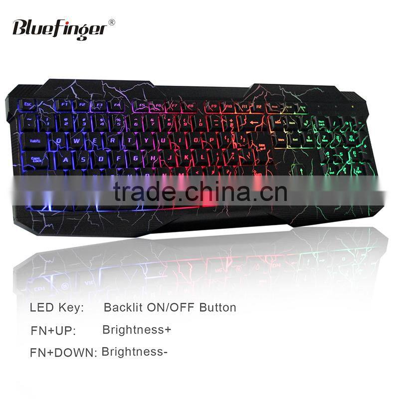 Colorful Cool cheaper USB wired keyboard in rainbow crack parttern