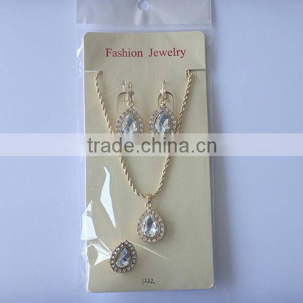 Western Australian Wedding Bridal Jewelry Crystal Earrings Necklace Set 4pcs