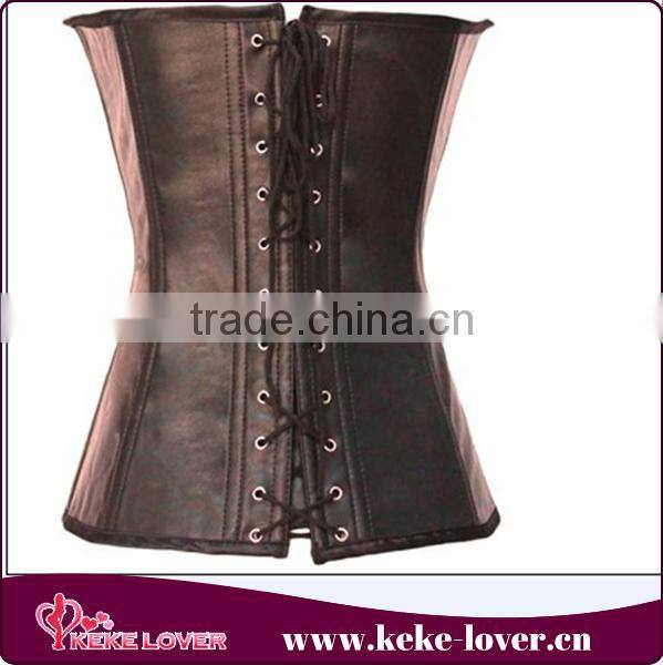 cheap hot sale sexy women stell boned waist trainer corset new design brown sexy leather corset wholesale plus sizee corsets