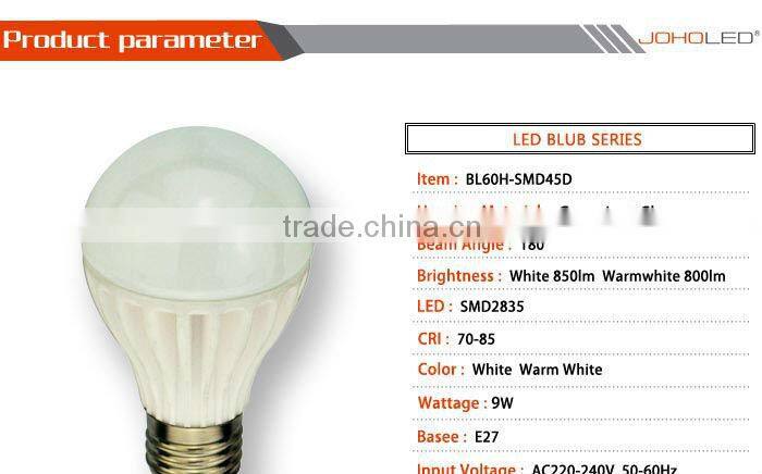 New design ceramic 2835 890lm 9W 360 degree led bulb