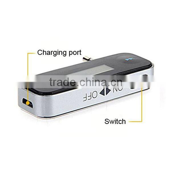 fm transmitter mobile phone support and mini design with 3.5mm audio jack and LCD displays