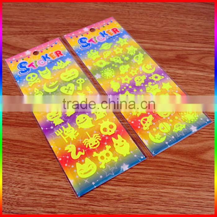 red flower and heart shape fluorescence paper sticker