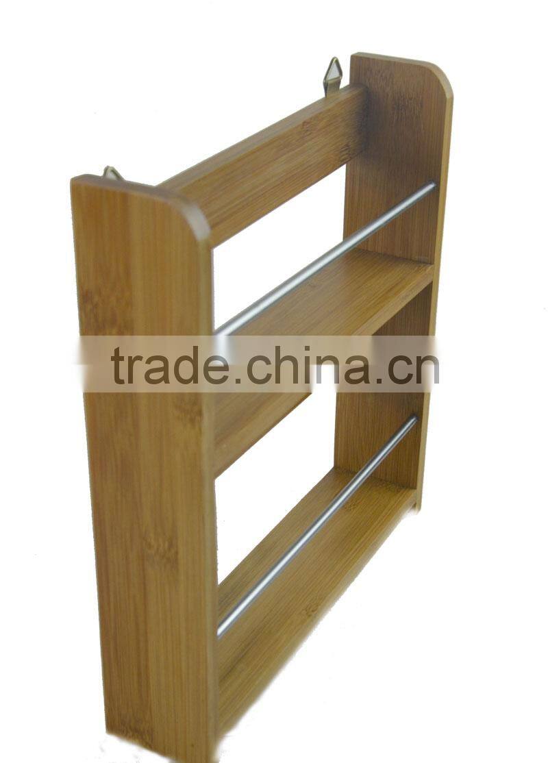 DT009/Decorative Kitchen Bamboo 2-Tier Spice Utensil Rack Wall Hanging Rack
