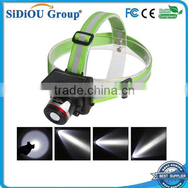 Sidiou Group XPE 5W Spotlight Solar Charging Light Headlamp Headlight UK/EU Plug Flashlight Head Torch Light To Bike Camping