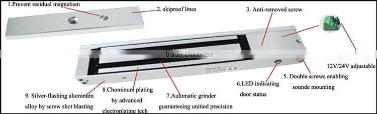12V 24V electromagnetic lock 280kg(600lbs) holding force lock for sliding door Access Control Accessories