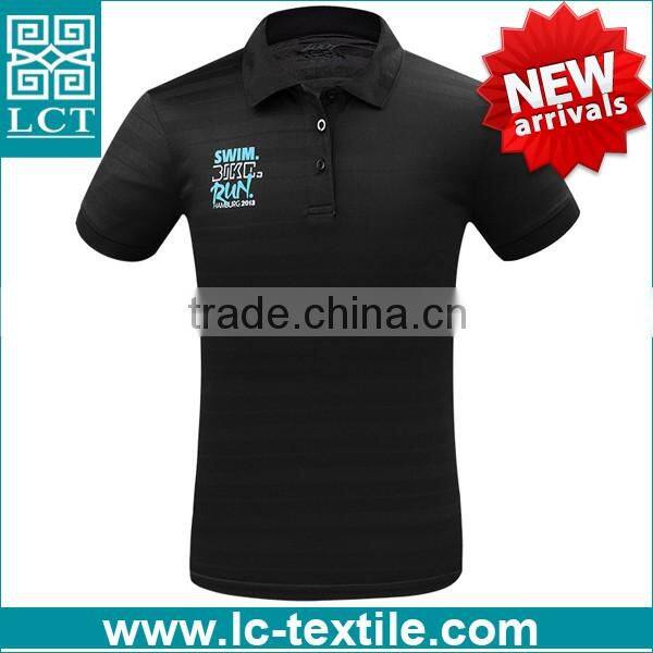 2016 Custom made hangtag polo black mercerized cotton t-shirt