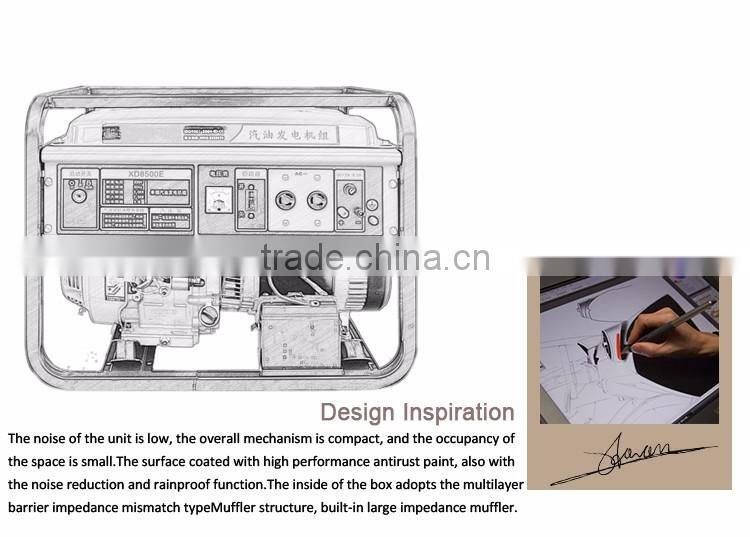 High quality aircooled 110v brush self exciting 10hp 5kw low fuel consumption in gasoline single phase electric starting