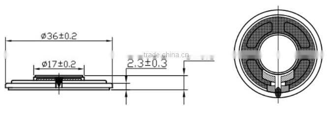2016 speaker 36mm 16ohm 1w mini speaker driver unit