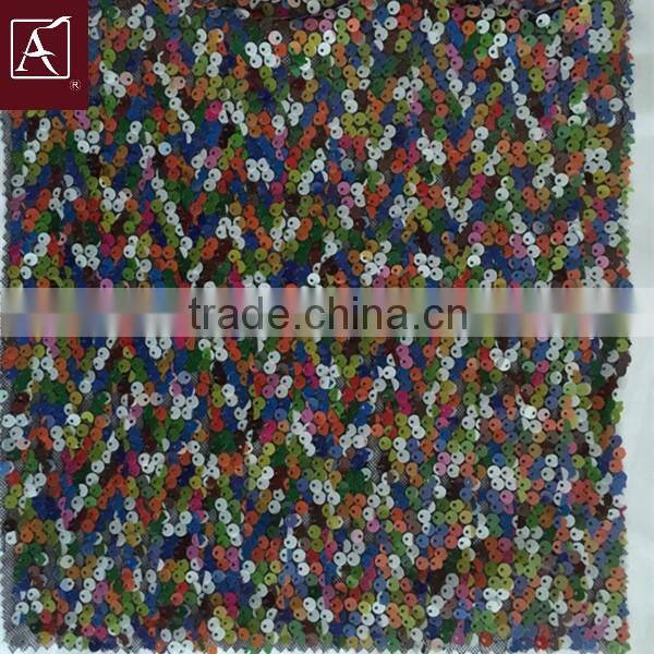 new multi sequins colourful embroidery fabric 100% nylon