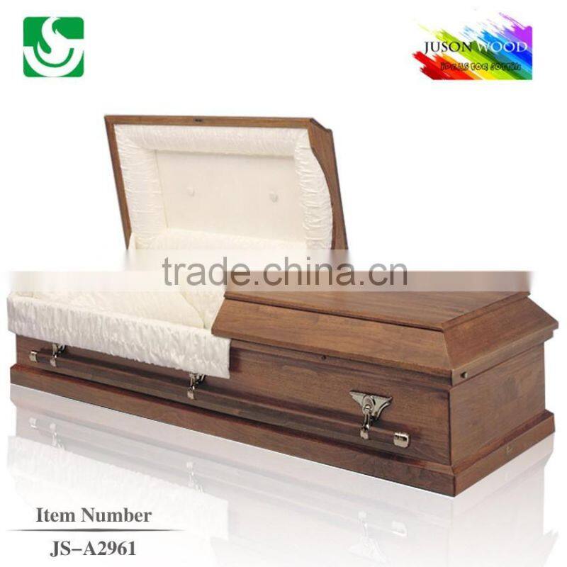 brown color antique standard solid ash wood funeral casket