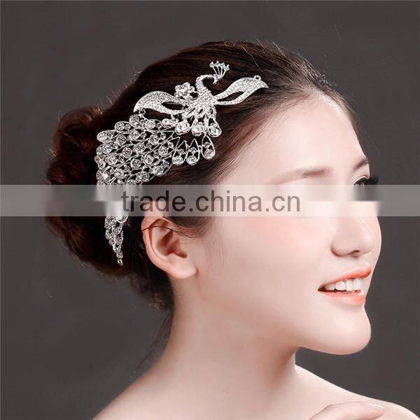 MYLOVE 2015 Hot Sale crystal peacock rhinestone hair accessory handmade hair combs MLF113