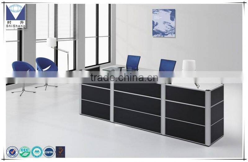 Factory price MDF reception counter with aluminum screen