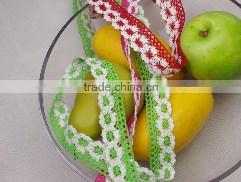 2016 green african guipure Cotton ribbon trim crochet accessories lace c250106