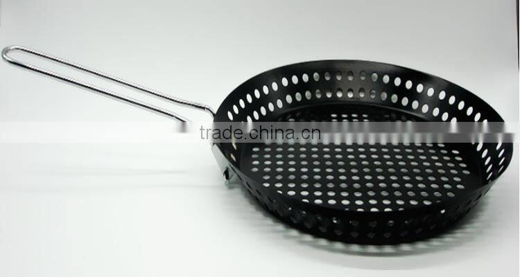 Stainless Steel Single Handle Non-Stick Pizza Pan BBQ Pan BT-BBQ102