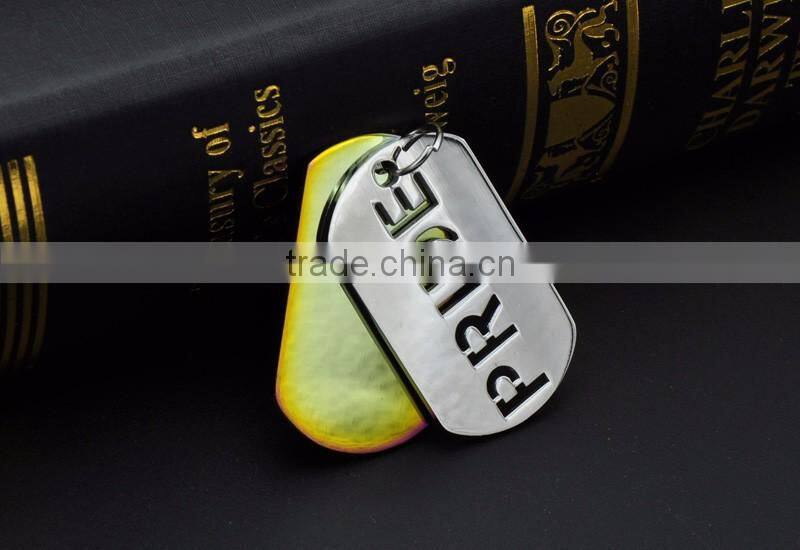 Europe 2pieces Purple High Polishing Stainless Steel Dog Tag Jewelry Pride Pendant