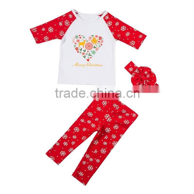 2016 new fashion children wear christmas raglan shirts baby girls wholesale icing ruffle shirt boutique outfits