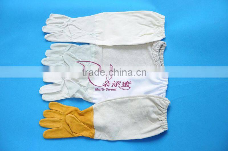 white yellow color beekeeping goatskin gloves
