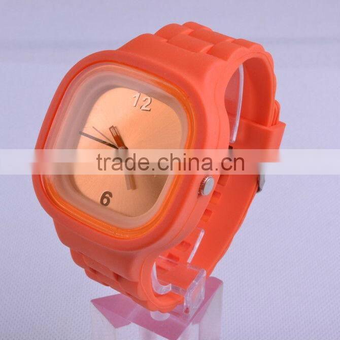 Stylish square face quartz silicon jelly watch