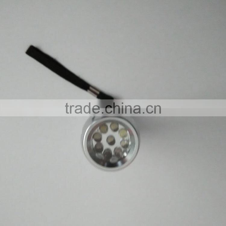 Aluminium alloy 3AAA Battery mini 9 LED torch flashlight