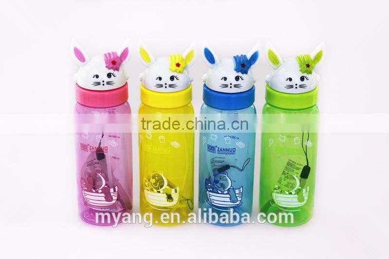 2015 wholesale children space water bottle with straw/BPA free plastic water bottle with straw
